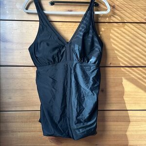 Yonique Black Tankini Two Piece Swimsuit | 16W